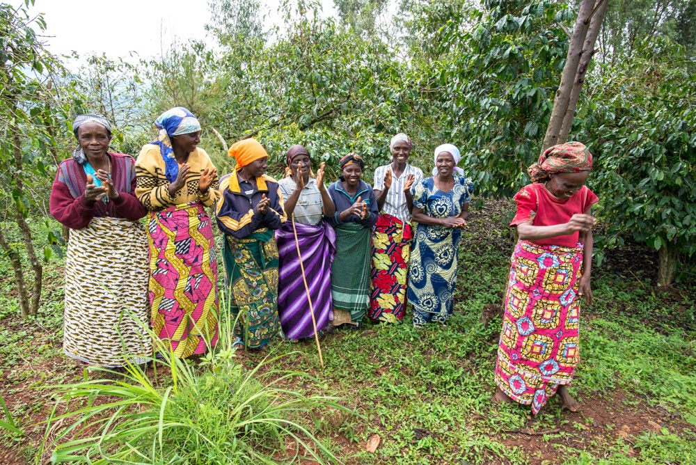 Genocide Widows collective within the Gashonga Cooperative   Cyangugu, Rwanda  Right to left  (blue dress) Mukahsitesi Mary,Uwitetera Roasry, Asinkamise Ferbiyani, Nyinawimpada Sophie,Mukahirwa Adelo (grandmother),Moomochiya Jeanne, Mukandutiye Adlethe,Mukarukara Buolentiy